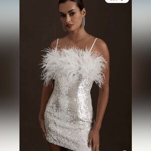 Anthropologie Audrey Adele Adelaide Feather and Sequin mini dress